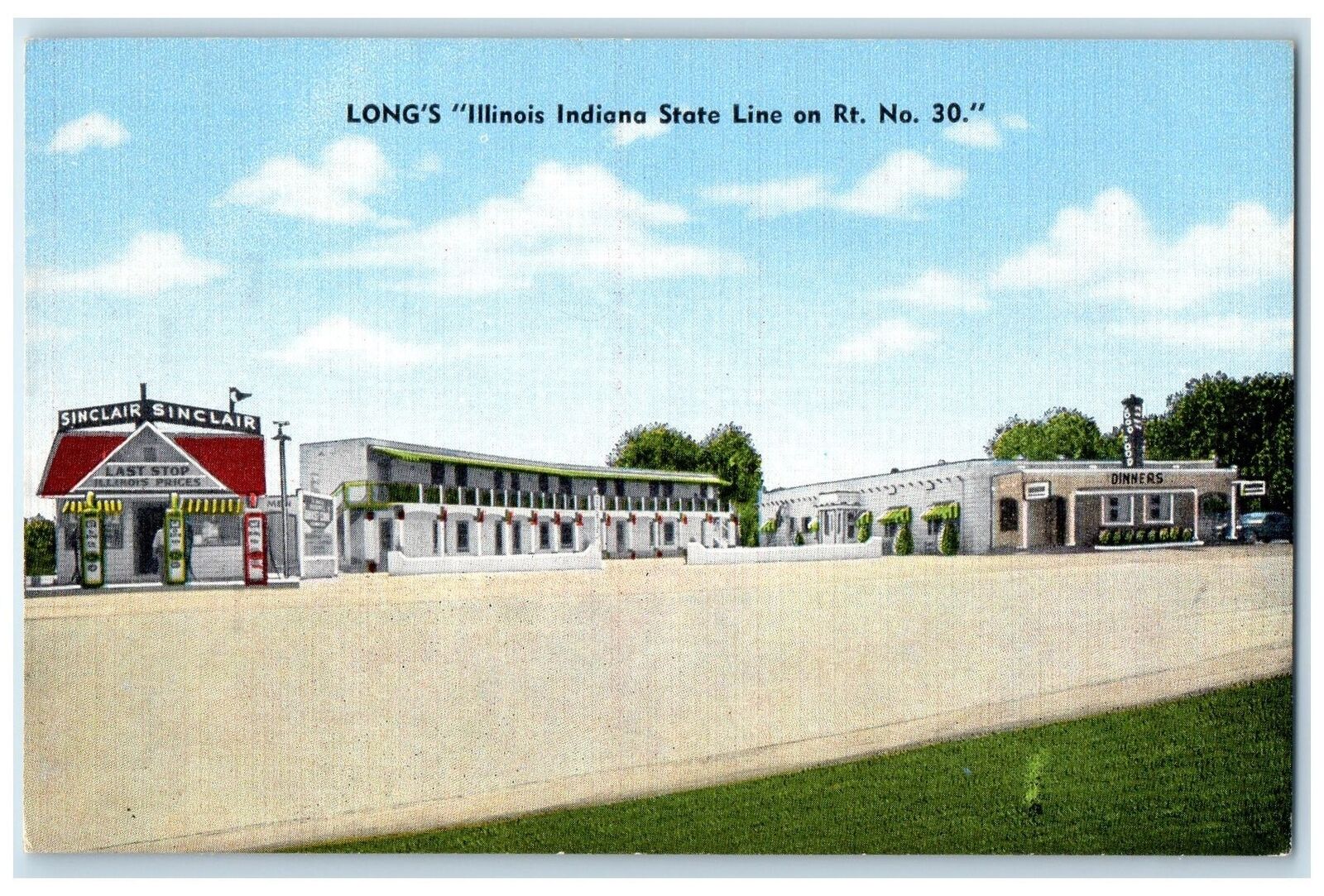 c1940's Long's Illinois Indiana State Line Chicago Heights Illinois IL Postcard