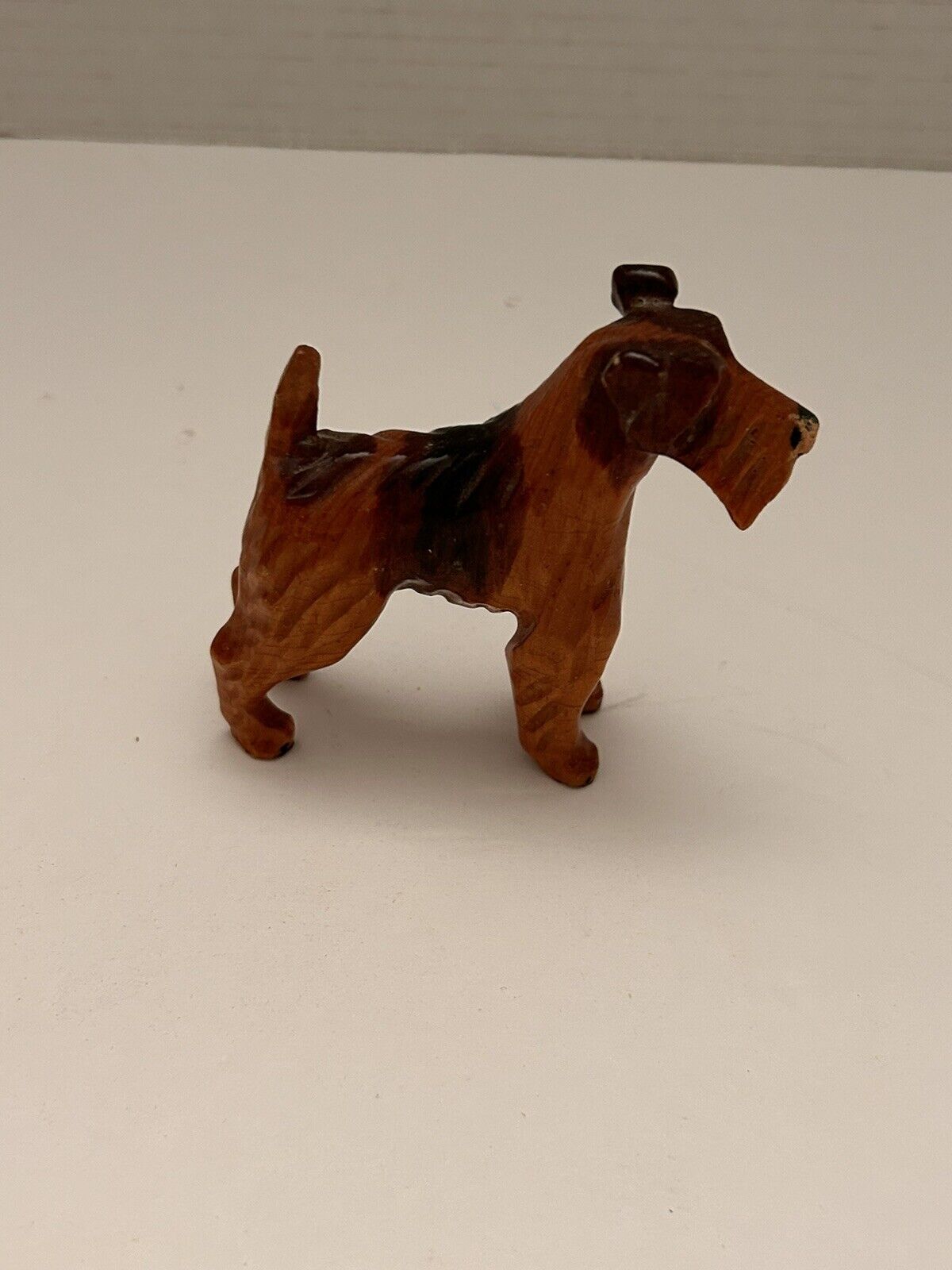 Vintage Mid Century Folk Art Carved Fox Terrier￼ Wood Dog