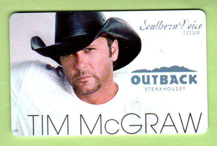 OUTBACK STEAKHOUSE Tim McGraw, Southern Voice Tour ( 2010 ) Gift Card ( $0 )