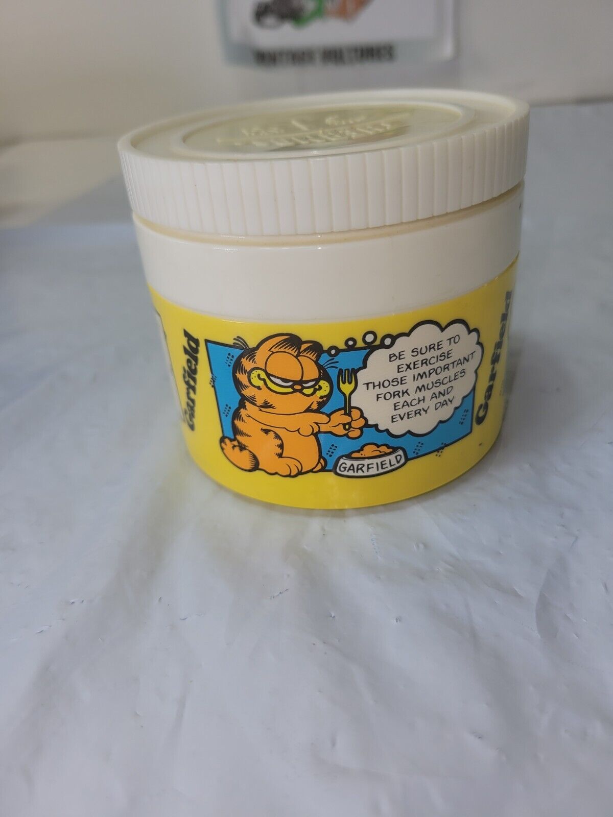 1984 Garfield Thermos Snack Jar Insulated Container 6.25 Sticker On Bottom Gk