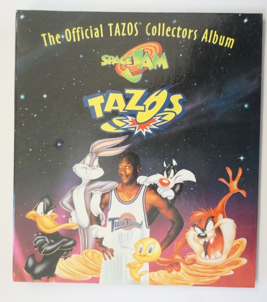 Official Space Jam Tazo album missing 1 tazo incl set of 4 sealed slammers 1996