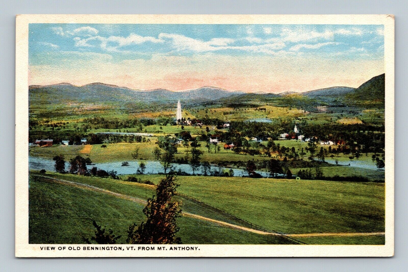 View of Old Bennington Vermont from Mt Anthony Postcard