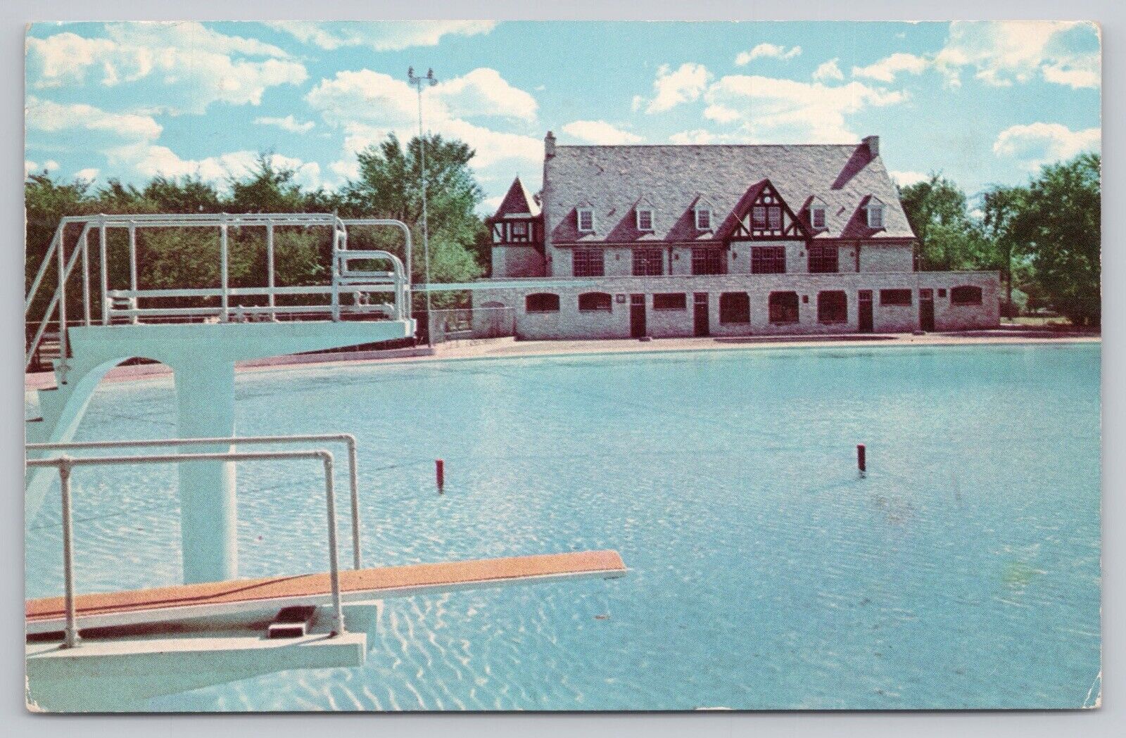 Forest Park Pool Harrison Street Illinois IL Chrome Postcard Vtg Posted 1960