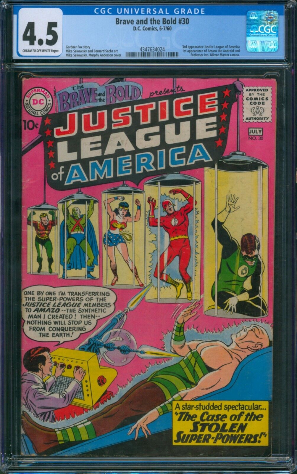 BRAVE and the BOLD #30 ⭐ CGC 4.5 ⭐ 3rd App of Justice League of America DC 1960