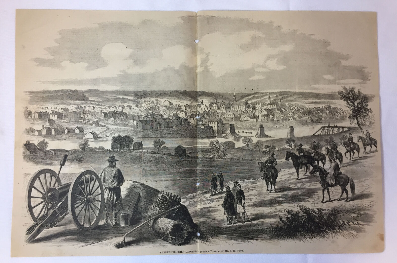 1862 magazine engraving~14x21~FREDERICKSBURG,VIRGINIA ~ Civil War