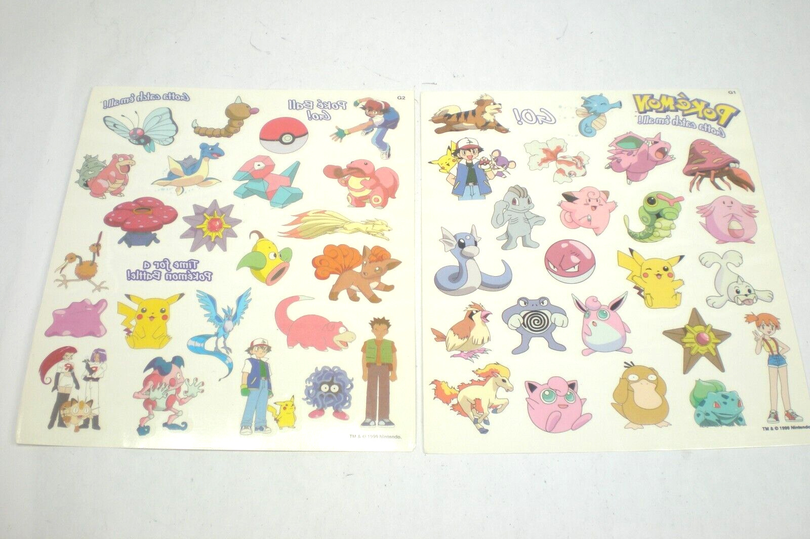 Pokemon Temporary Tattoo 1999 Nintendo Series-2 Sheets NEW