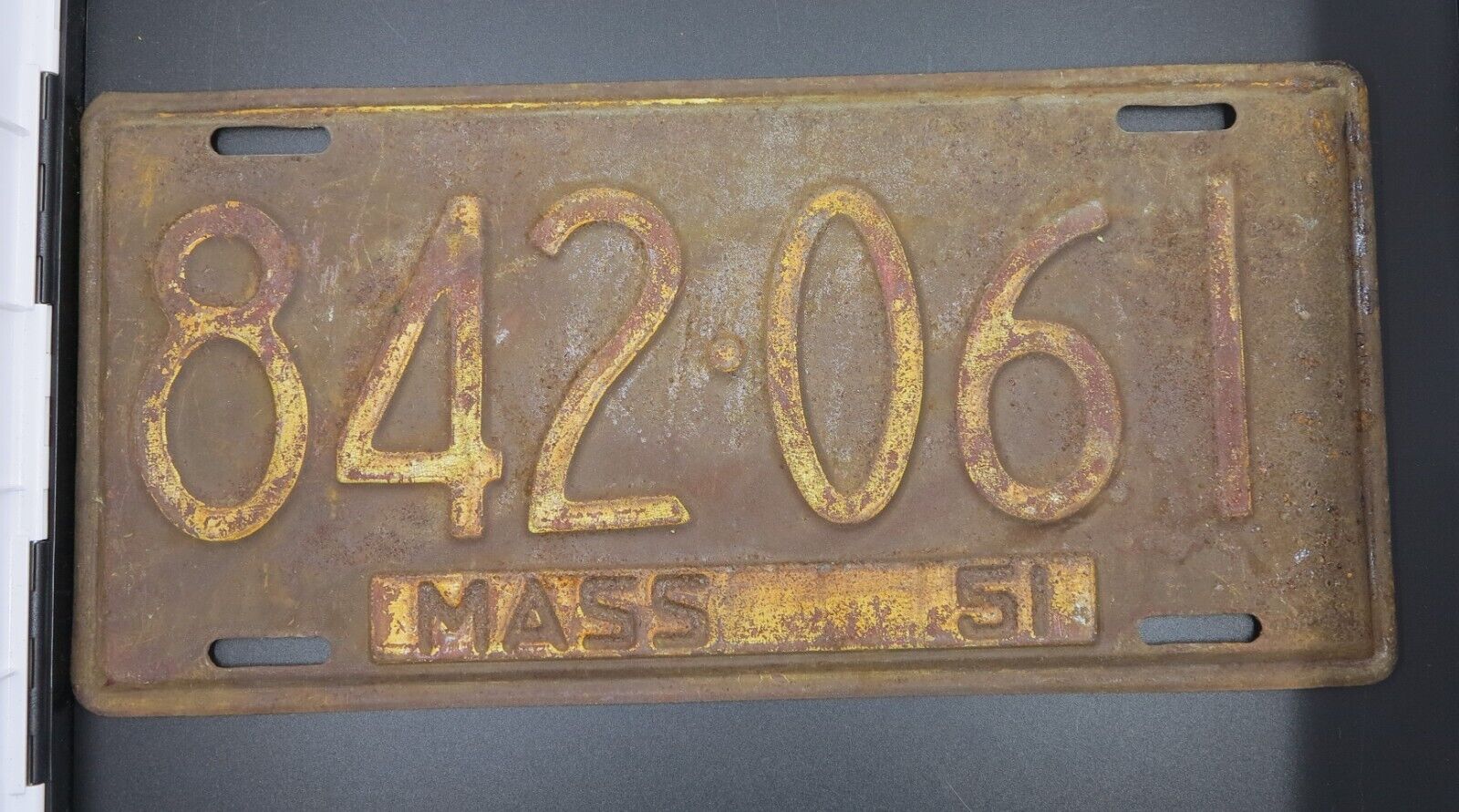 1951 Massachusetts License Plate 842-061