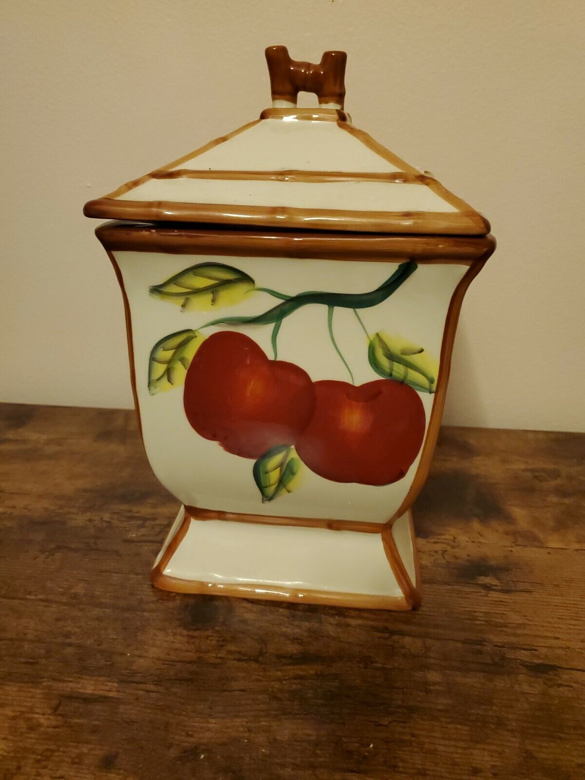Tuscany Country Apple, Hand Painted Ceramic, Cookie jar Canister, By ACK