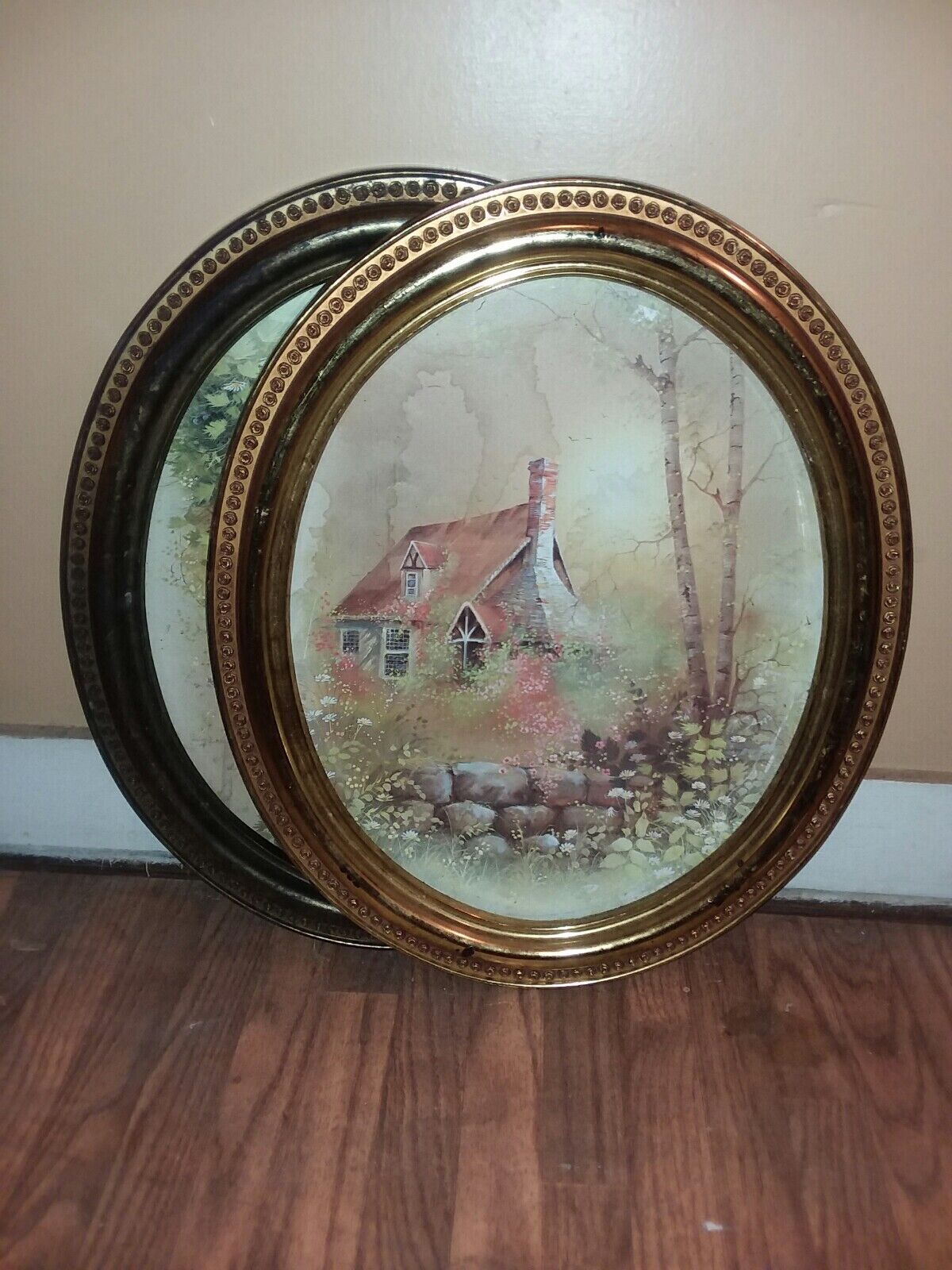 Vintage 1980s SYROCCO Gold Oval Picture Lake Cottage Scenic Rustic