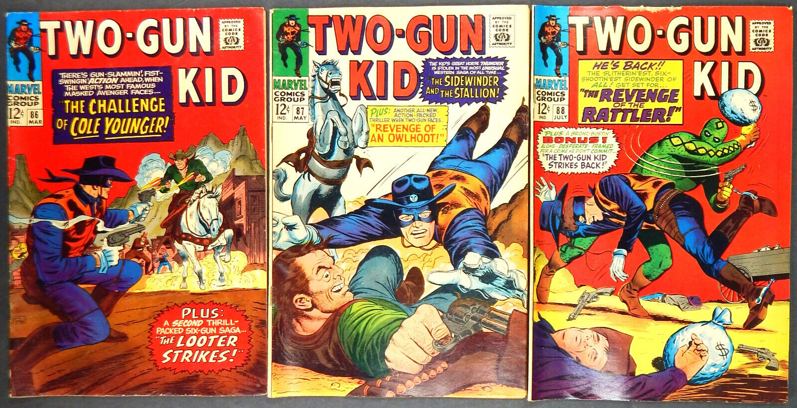 3 x TWO-GUN KID COMIC BOOK LOT # 86 87 88 1967 SILVER AGE FN WESTERN GUNSLINGER