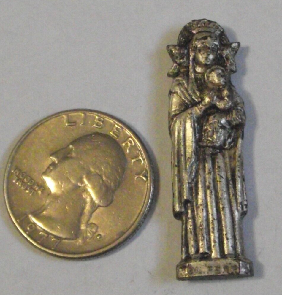 Vintage religious pocket shrine figure icon medal Our Lady of Perpetual Help