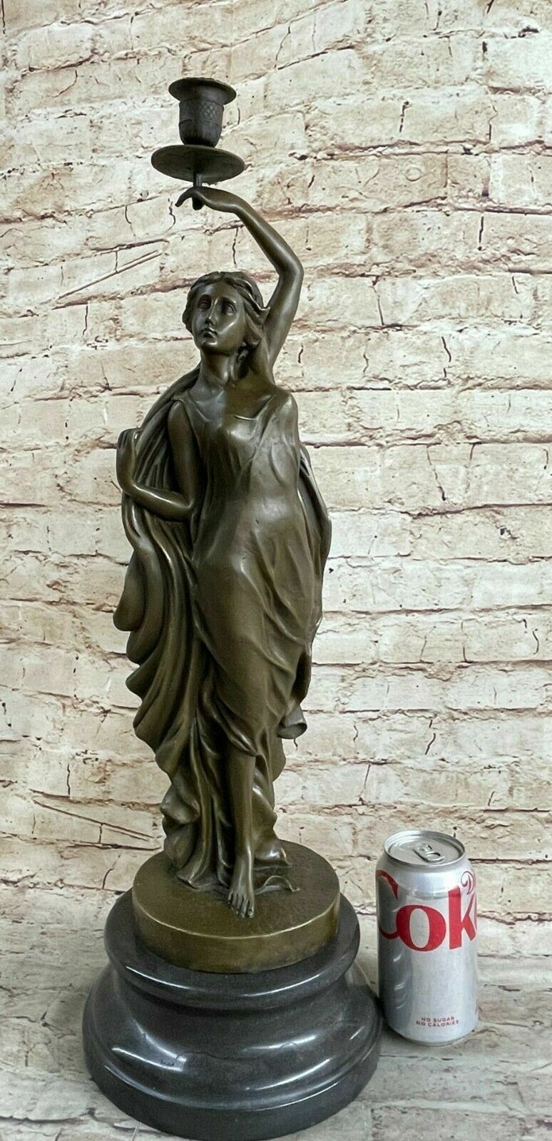 Western Belle Girl Figure Candle Holder Decorative Original Bronze Nymph Statue