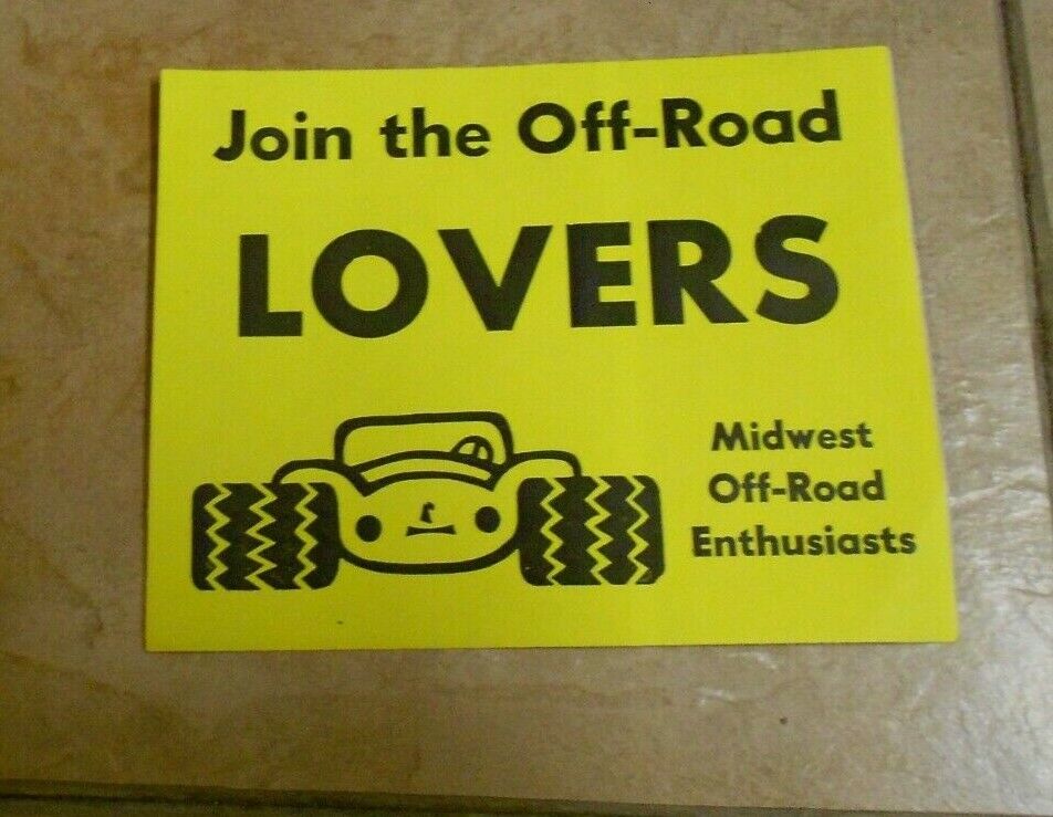 MIDWEST OFF-ROAD ENTHUSIASTS JOIN LOVERS Unused Old Stock Bumper Sticker