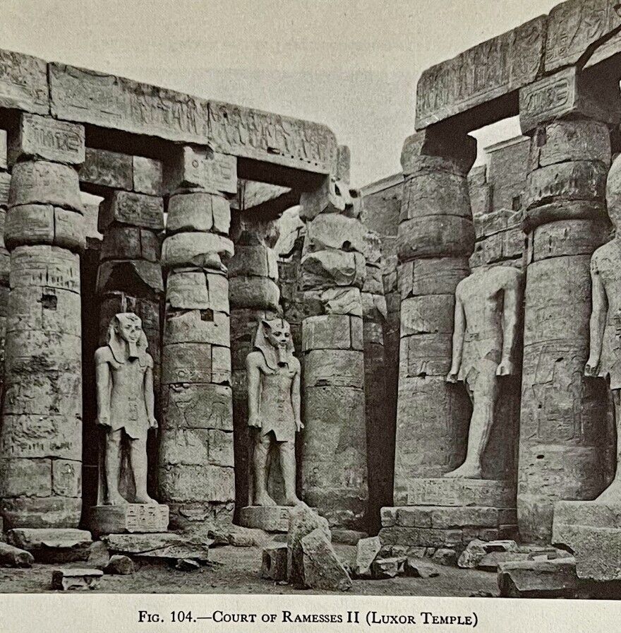 1942 Egypt Court of Ramses II Historical Print Antique Ephemera 8x5 