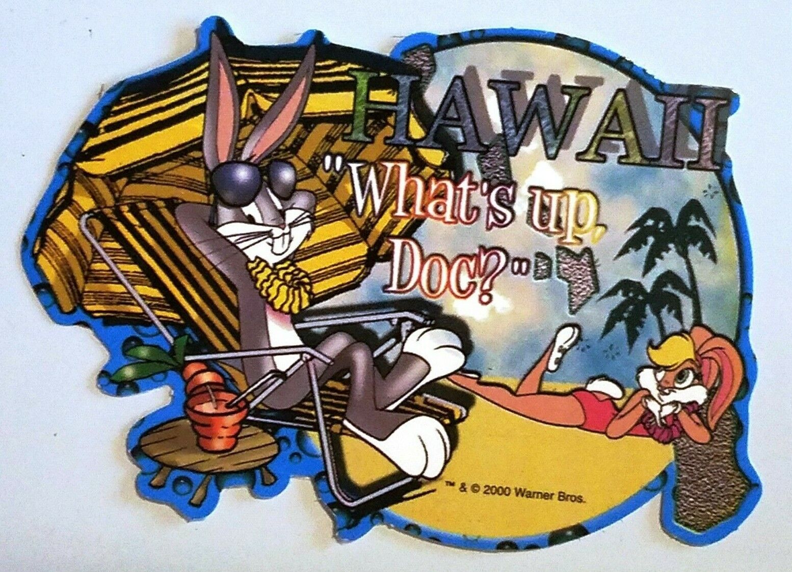 Looney Tunes Bugs Bunny & Lola Hawaii Sticker Vending Decal Vintage New State HI