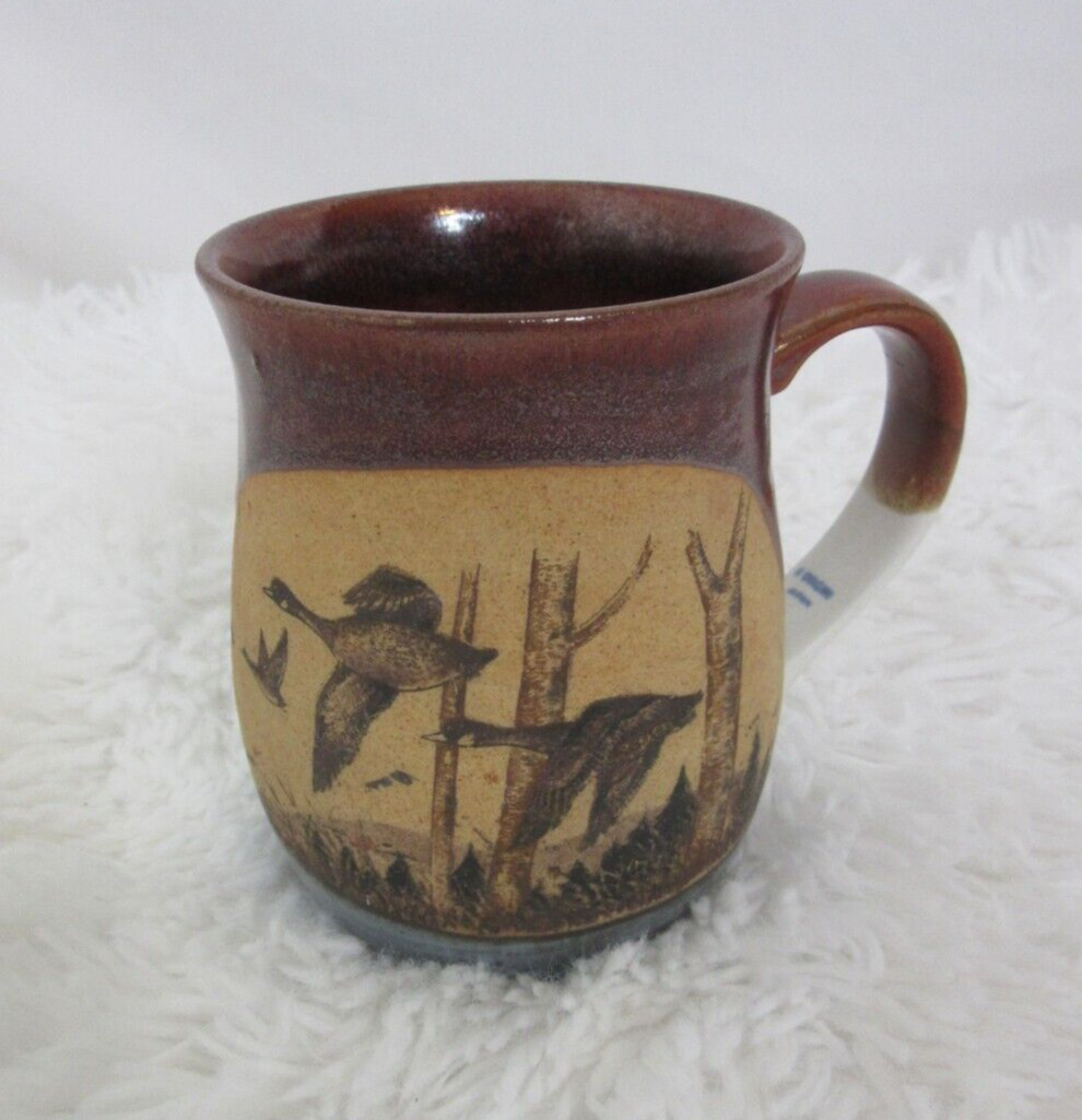 Otagiri Vintage Coffee Tea Mug Cup Pottery Mallard Ducks Hand Crafted Japan