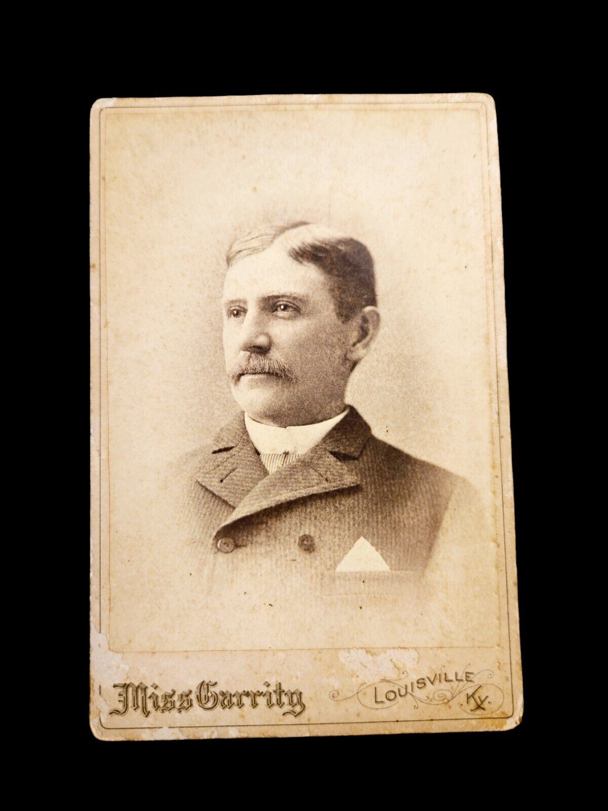 RARE Miss Garrity Louisville KY Cabinet Card Photograph of Man