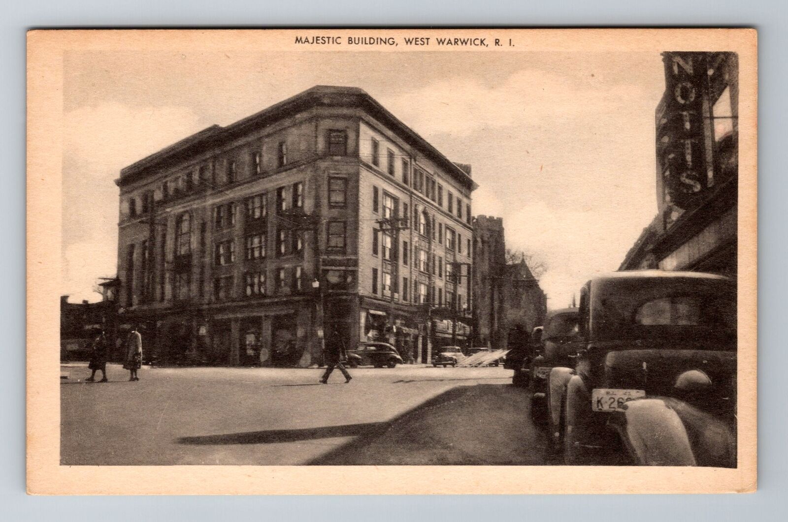 Warwick RI-Rhode Island Street Scene Majestic Building  Vintage Postcard