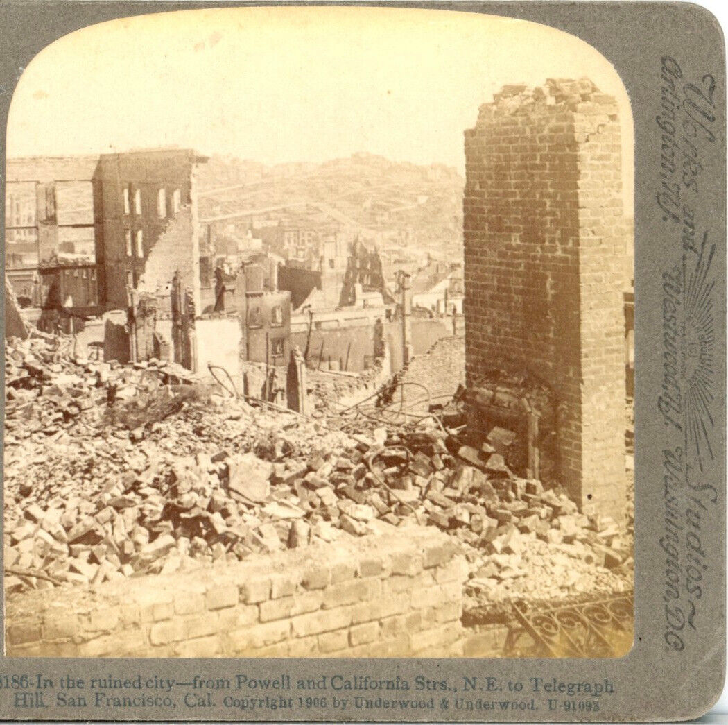 SAN FRANCISCO EARTHQUAKE, A Ruined City, Towards Telegraph Hill--Stereoview E74