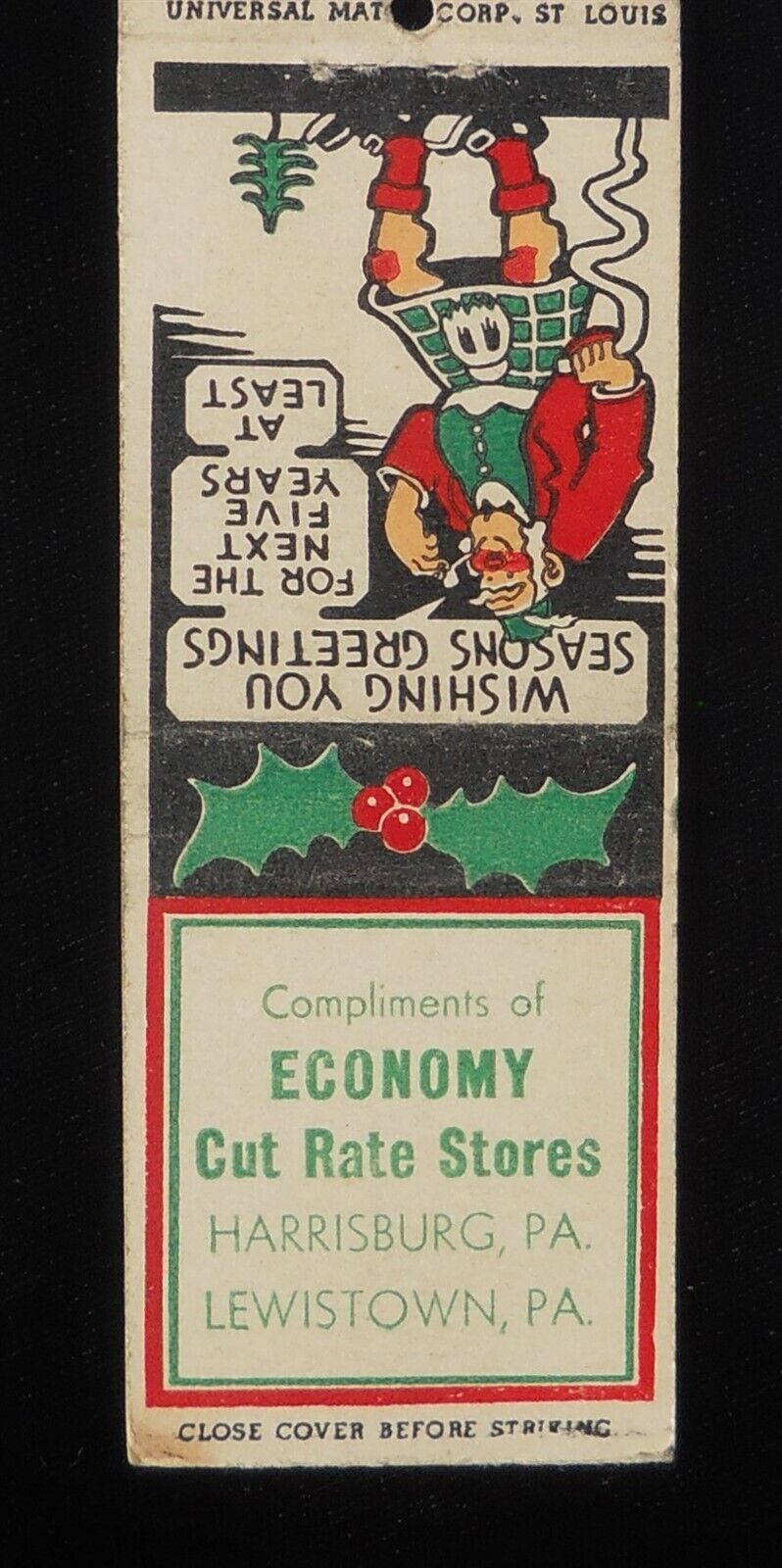 1930s Merry Christmas Economy Cut Rate Stores Harrisburg Lewistown PA Mifflin Co