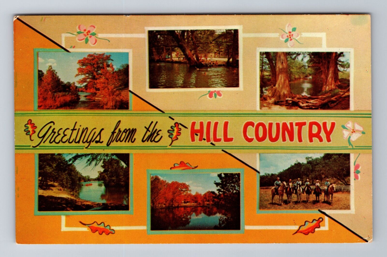 Hill Country TX-Texas, Banner Greetings, Autumn Scenes, Vintage c1963 Postcard