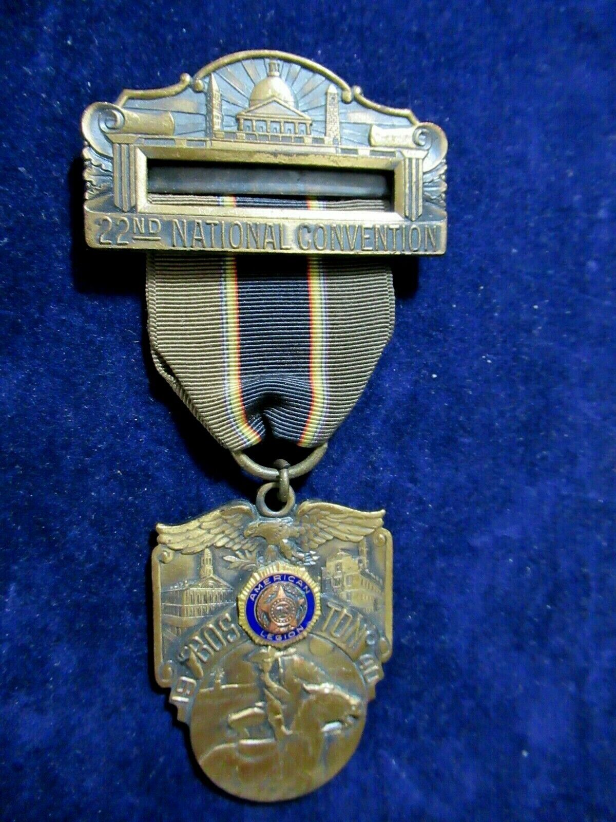 Rare 1940 American Legion Medal, 22nd Convention, Boston, L.G. Balfour Co.