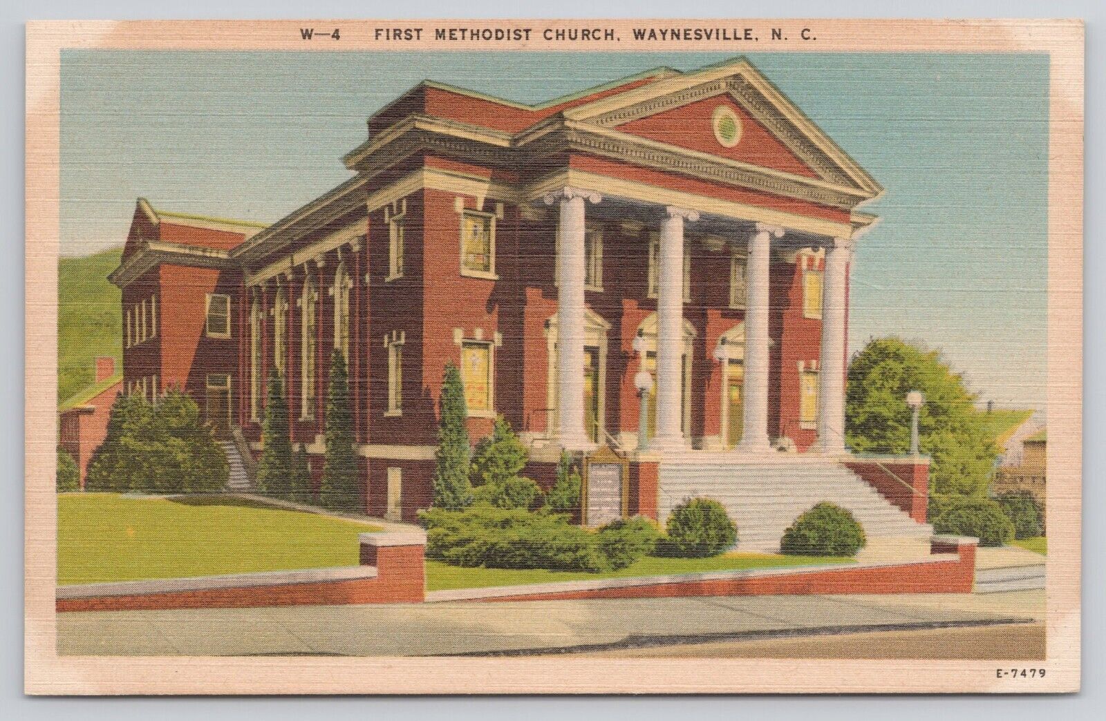 First Methodist Church Waynesville NC North Carolina Vintage Postcard