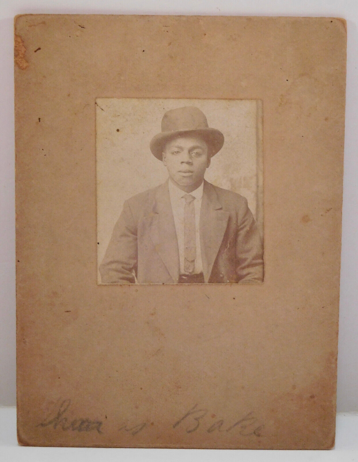 19th Century CDV Photo of an African-American Man in Bowler Hat, Mississippi