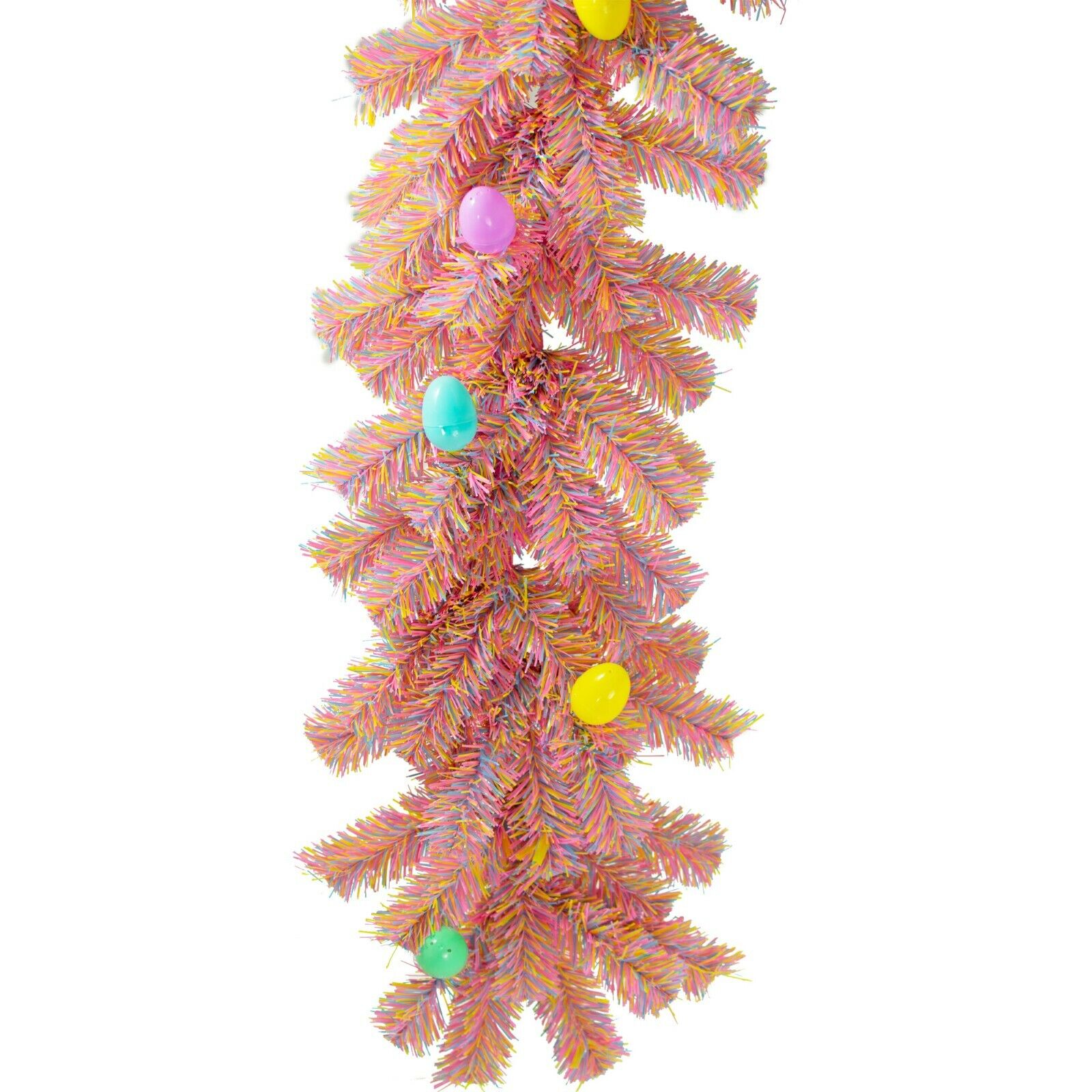 6FT Pink Purple Yellow Easter Themed Christmas Brush Garland Tinsel