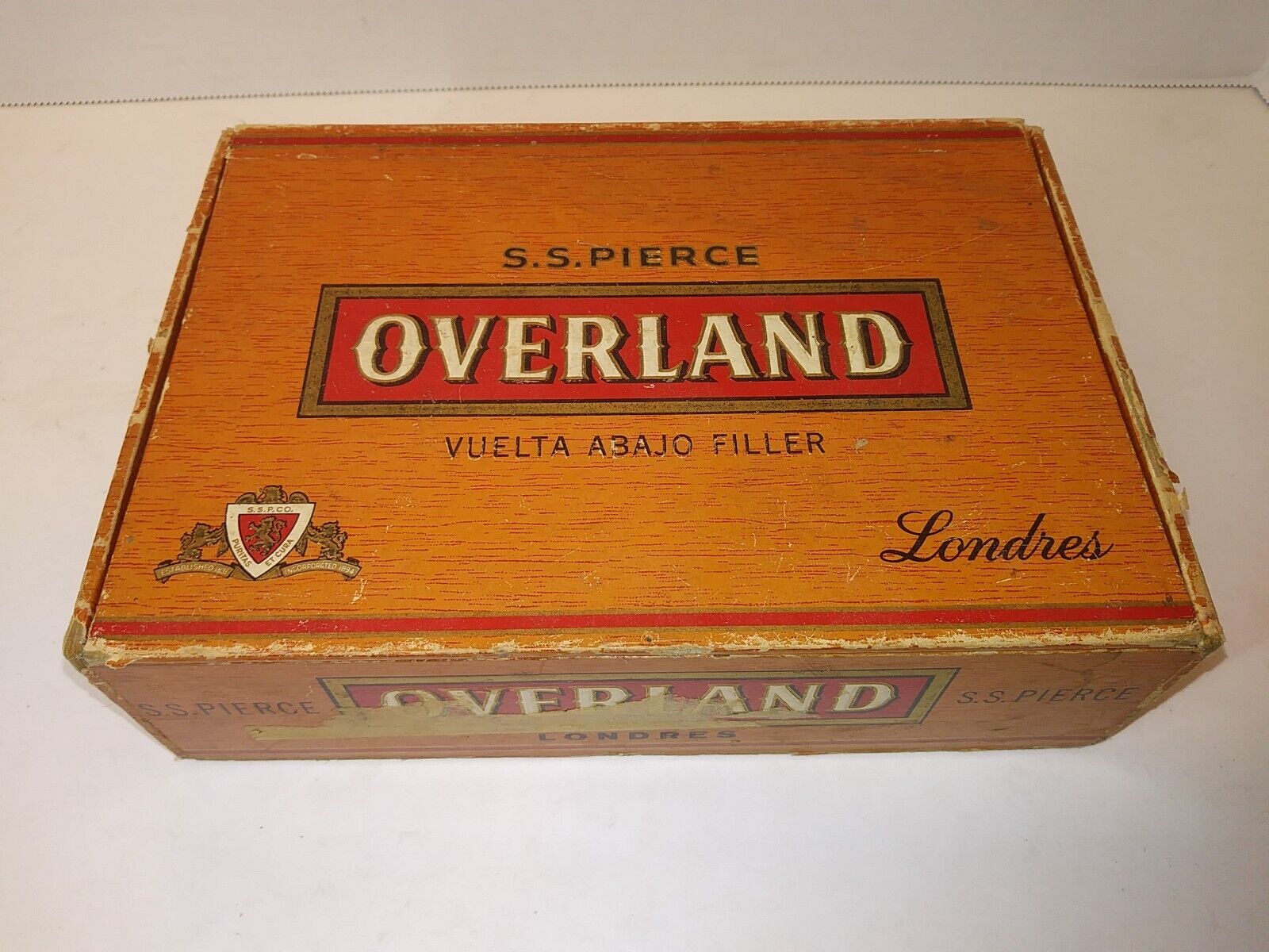 Vintage OVERLAND Vuelta A3AJO FIller Londres Cigar Box S.S. Pierce Boston Mass.