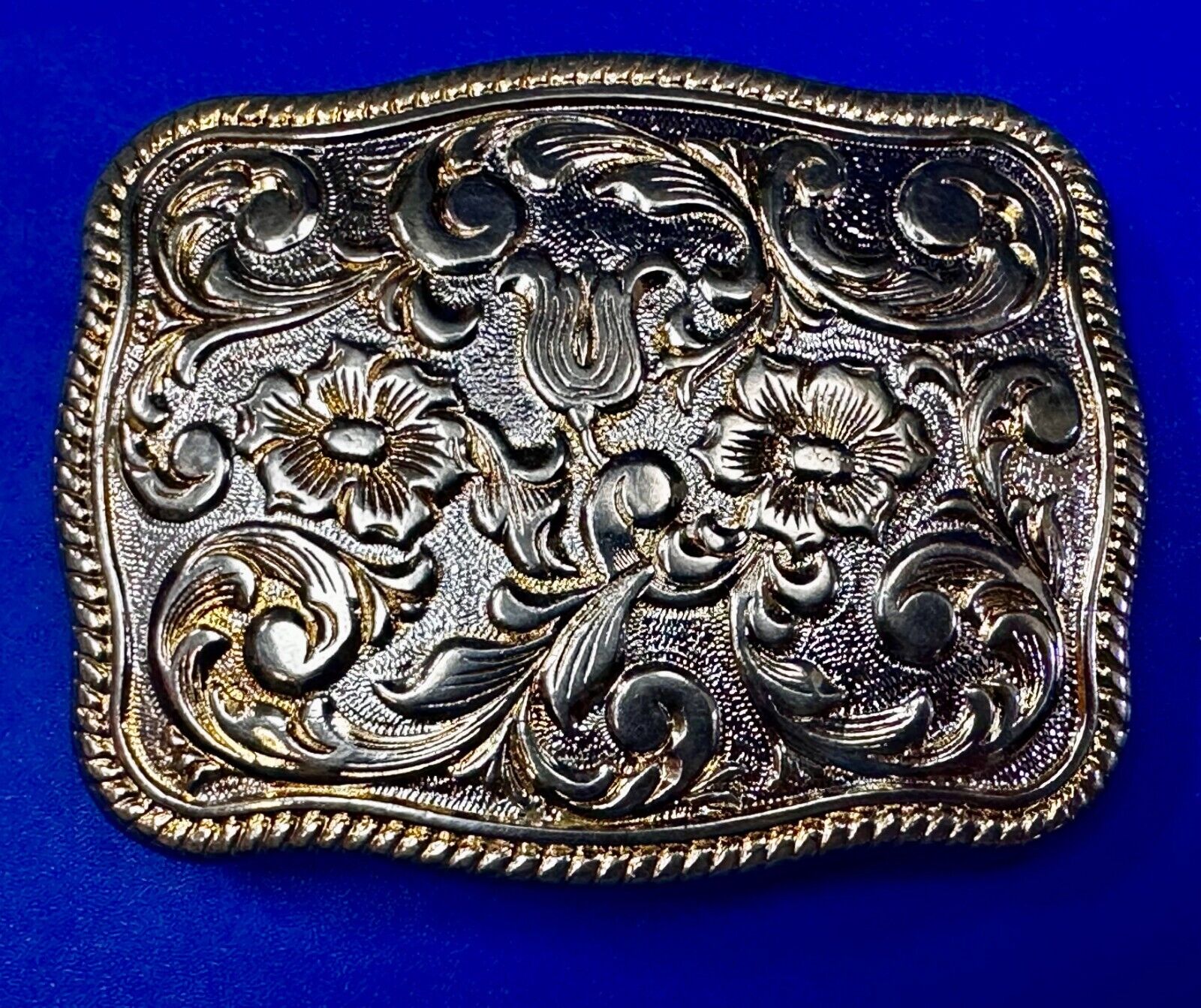Chambers Brand 24k Gold Plated Vintage western flower swirl design belt buckle