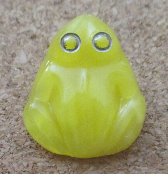 1-Czech Glass Yellow Triangle Frog Button with Silver Eyes  #46 .845