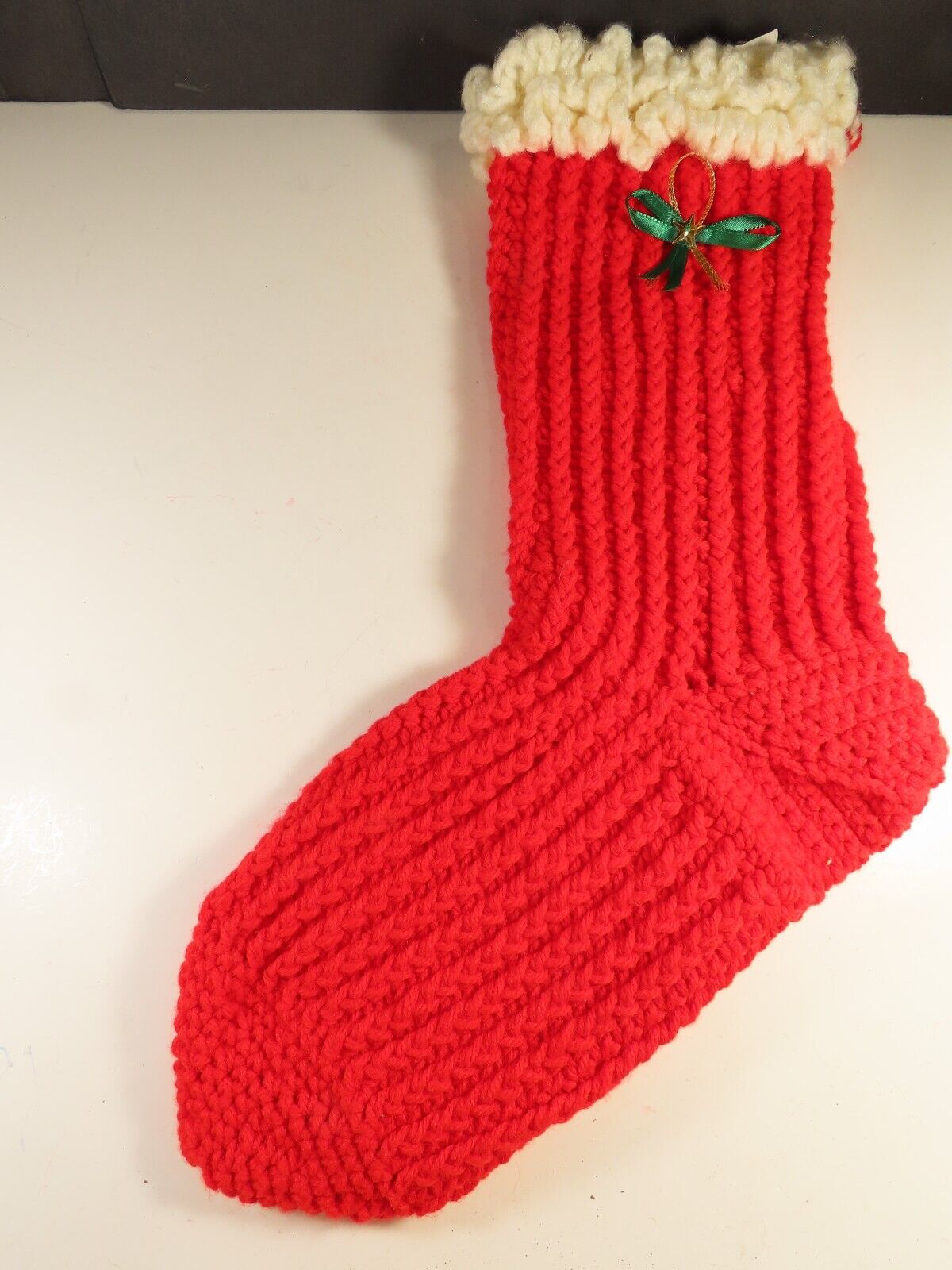 Vintage Large Knitted Christmas Stocking Handmade Crafted 19\