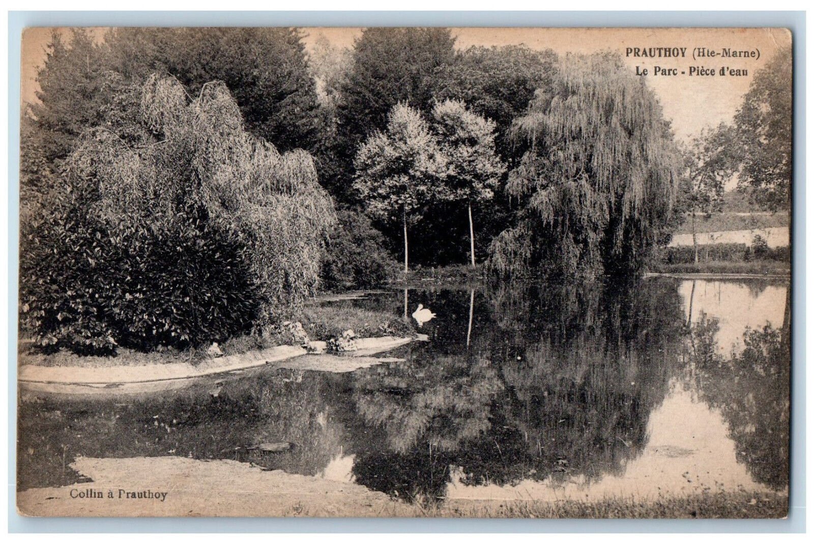 Prauthoy (Hte-Marne) France Postcard Le Parc Plece d'Eau c1910 Unposted Antique