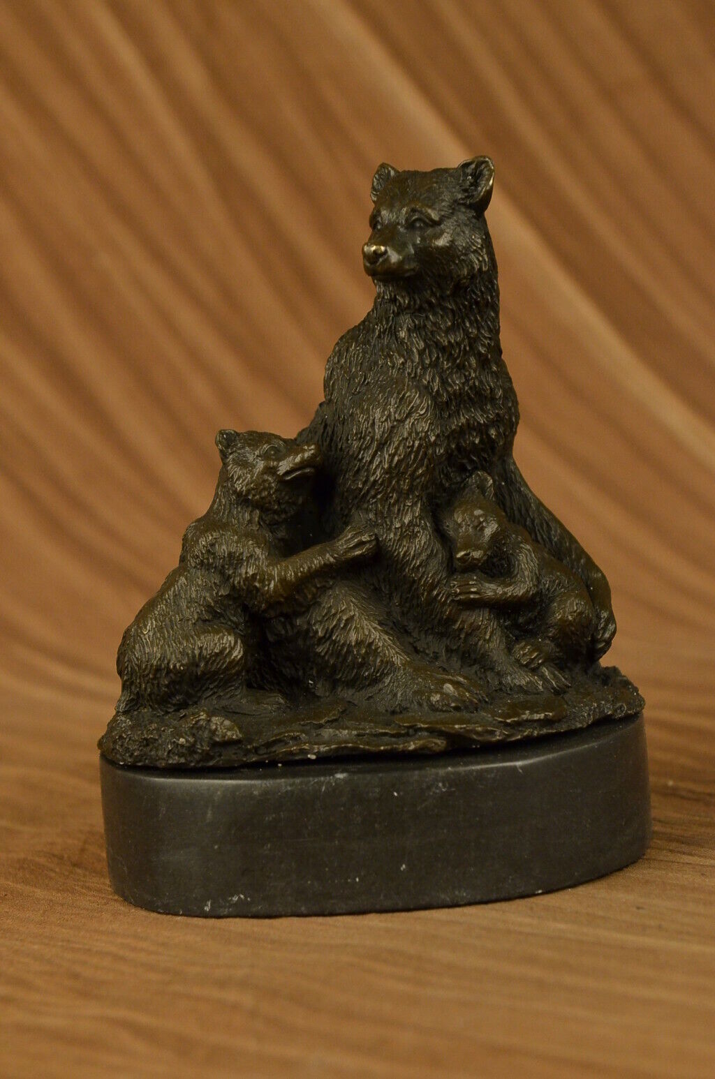 Handmade Museum Quality Classic Wildlife Bear Family Bronze Sculpture Decor Sale