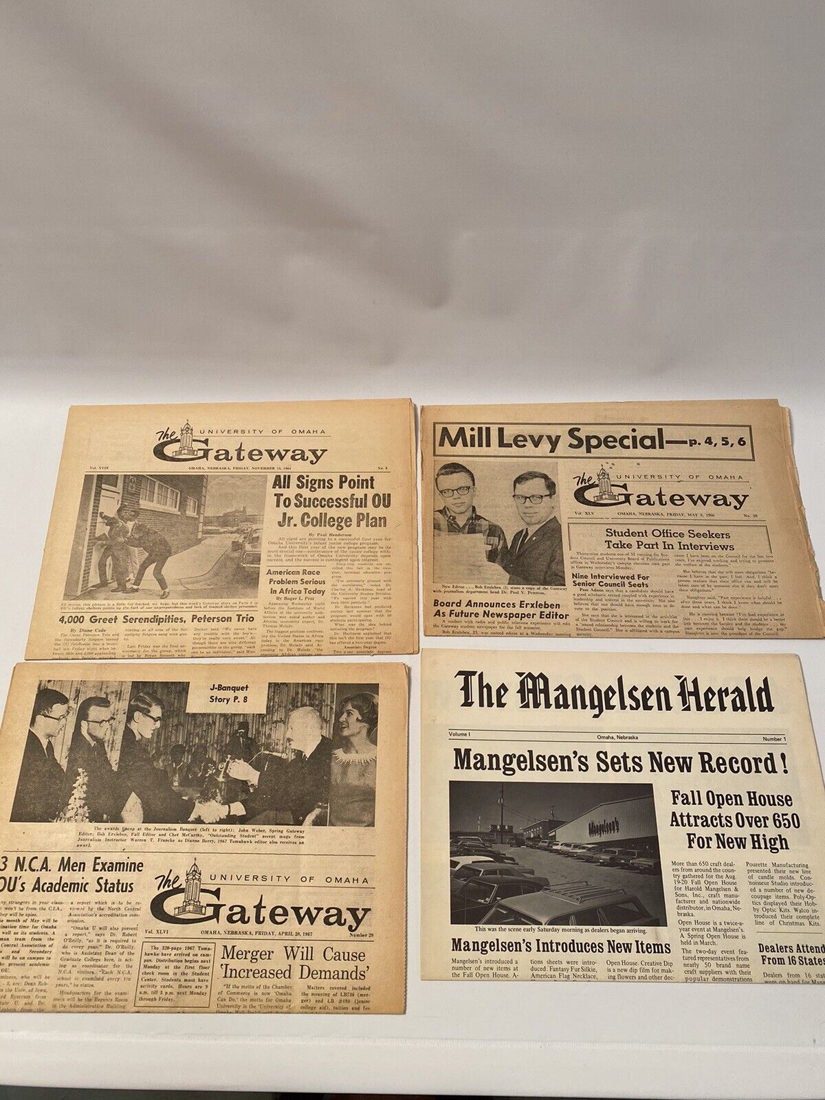 1964 1966 1967 University of Nebraska Omaha Gateway newspapers UNO Mangelsens