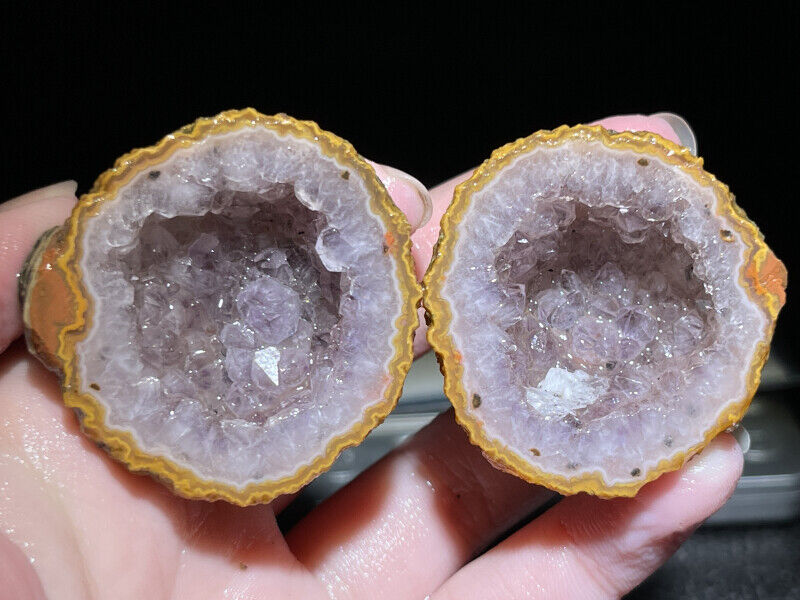 A Pair Rough Agate / Achat Nodule Chinese Fighting Blood Agate Xuanhua 74G Y77
