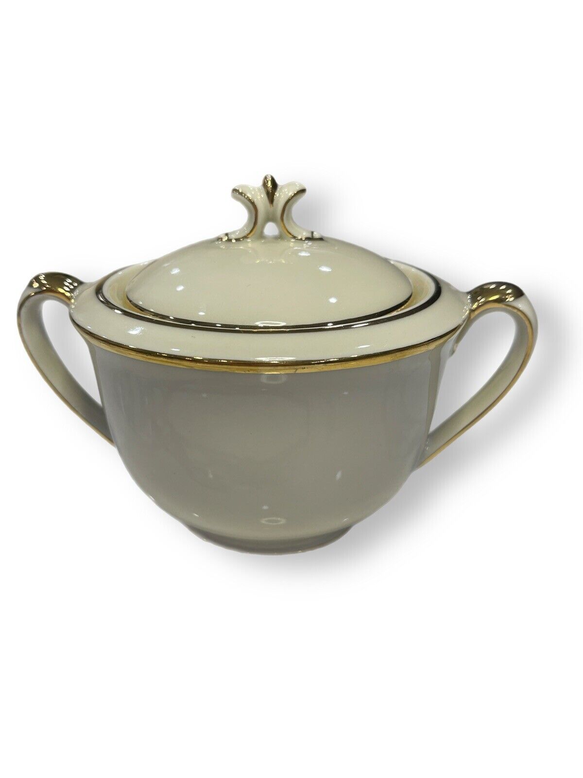 “Margarete” Hutschenreuther  Hohenberg Cream Gold Sugar Bowl With Lid Handles