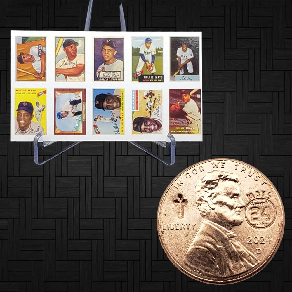 Willie Mays #24 Mini Card Set & RIP 2024 Memorial Coin Penny New York Giants
