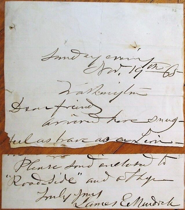 JAMES E./EDWARD MURDOCH: 1868 Autograph Letter Signed - American Actor