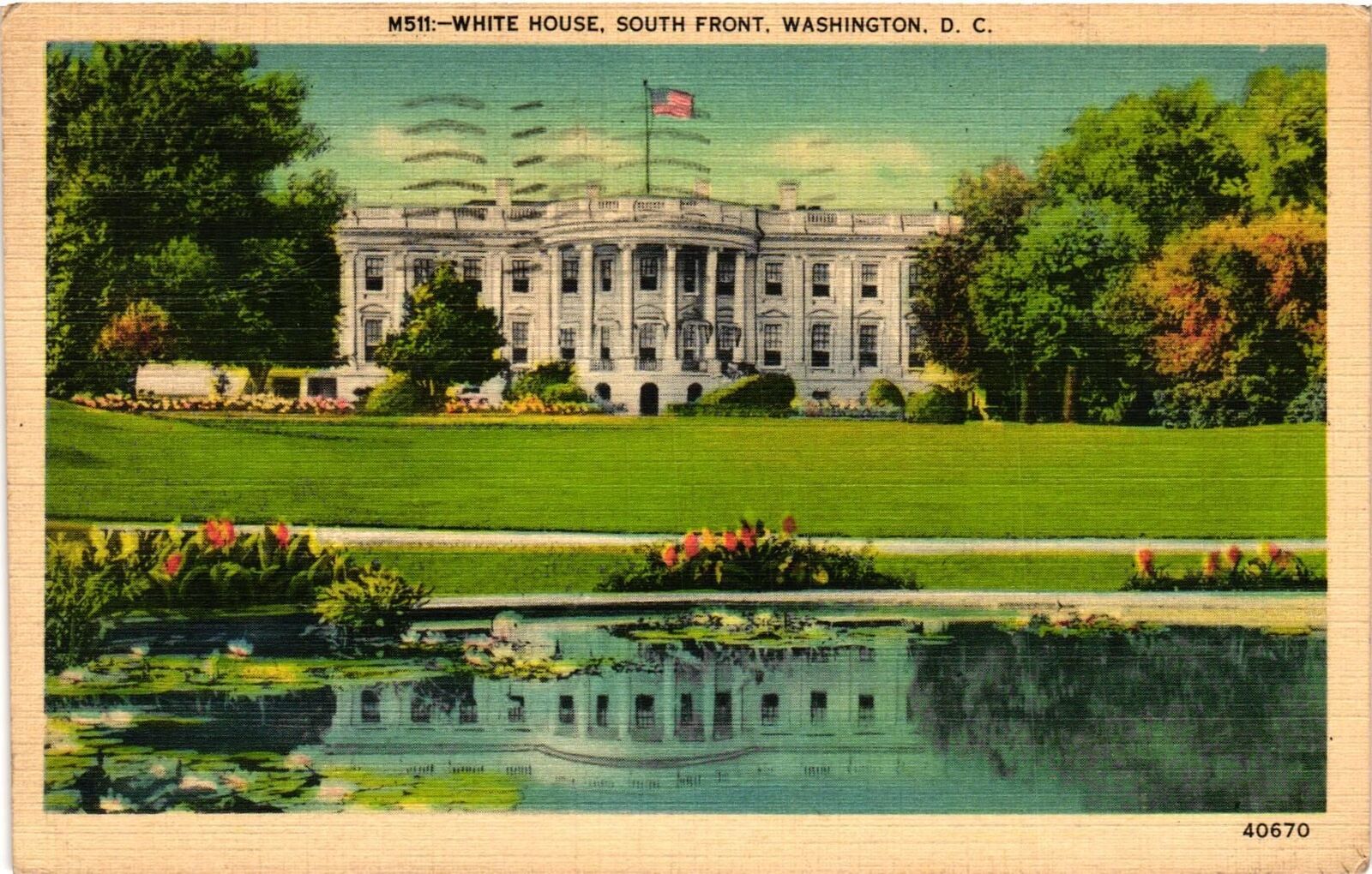 Vintage Postcard- SOUTH FRONT, WHITE HOUSE, WASHINGTON, D.C.