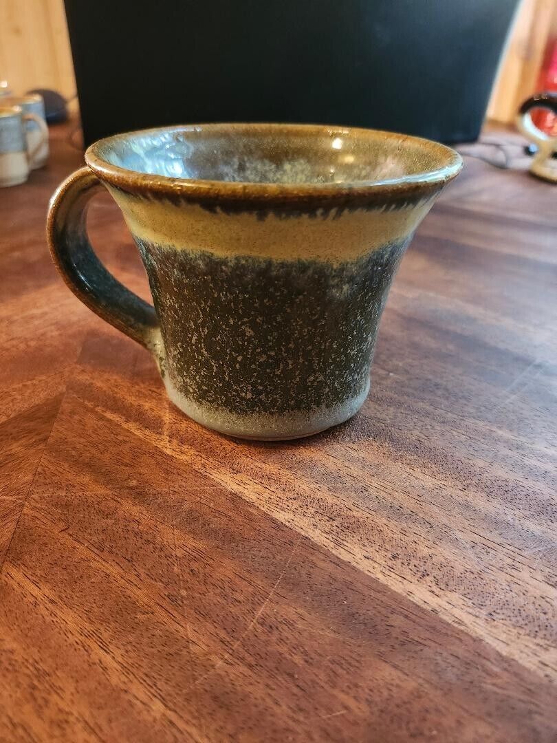 SIGNED Studio Pottery Mug Handmade Drip Glaze Earthenware Tea Coffee Cup