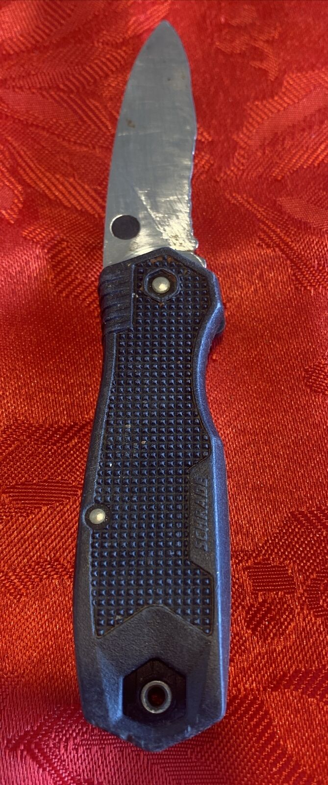 Vintage Schrade CH3 linerlock pocket knife with combo edge blade, USA