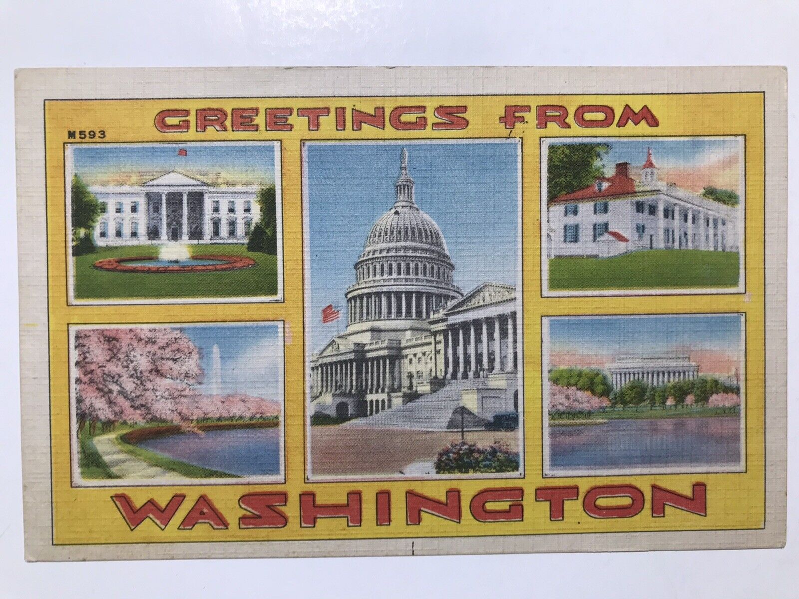Vintage 1940 Greetings From Washington Postcard