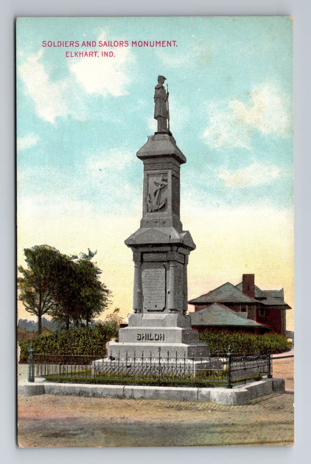 Elkhart IN-Indiana, Soldiers & Sailors Monument, Antique, Vintage Postcard