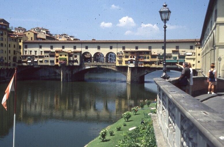 Vintage Original Shops At Ponte Vecchio Di Firenze Florence Italy 35mm Slide 1B