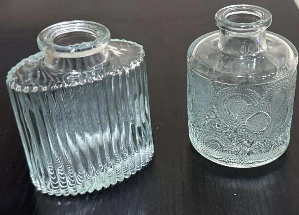 Lot Of 2 Vtg Glass Bottles 3”X2.5”