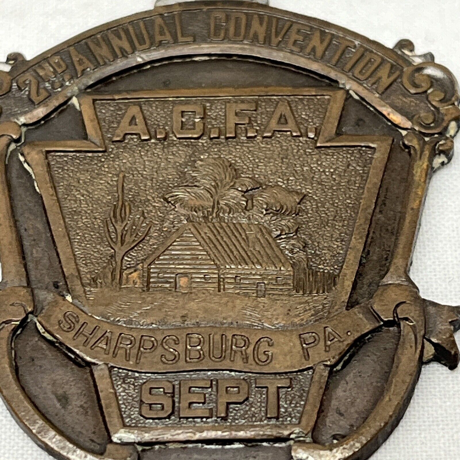 Sharpsburg PA Fireman Souvenir 1895 2nd Convention Medal Antique