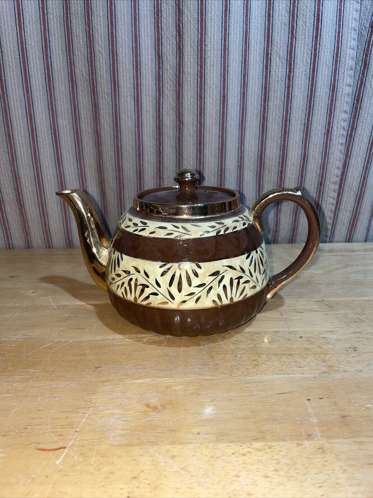 Vintage Brown Teapot Hand Painted Made in England