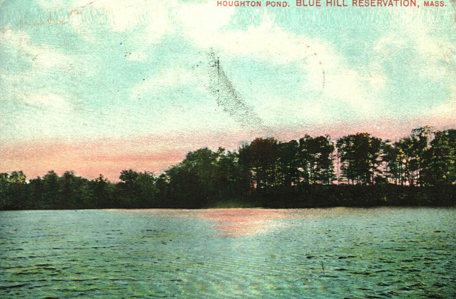 Postcard Houghton Pond Blue Hill Reservation Boston MA Massachusetts